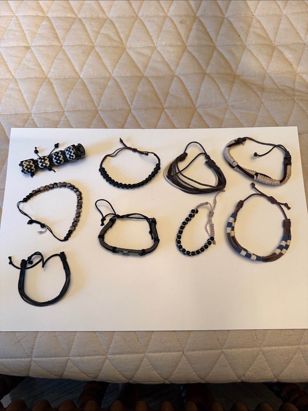 Handmade Mixed Neutral Beaded & Cord Women’s Bracelet Set